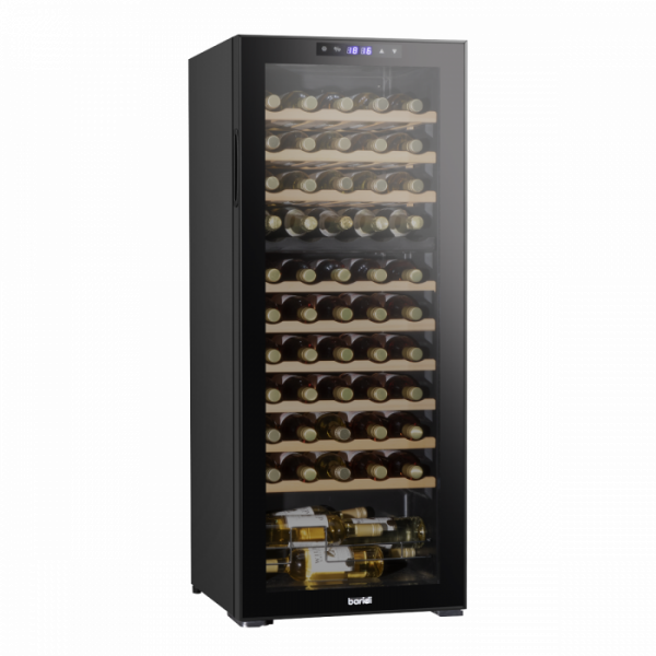 Baridi 55 Bottle Dual Zone Wine Cooler, Fridge with Digital Touchscreen Controls, Wooden Shelves & LED Light, Black