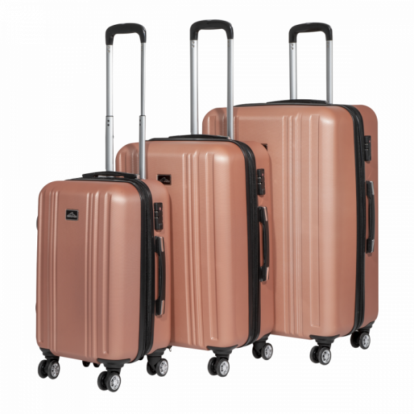 Dellonda 3-Piece Lightweight ABS Luggage Set with Integrated TSA Approved Combination Lock – Rose Gold – DL125