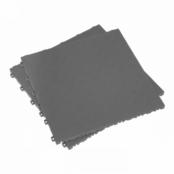 Polypropylene Floor Tile 400 x 400mm – Grey Treadplate – Pack of 9