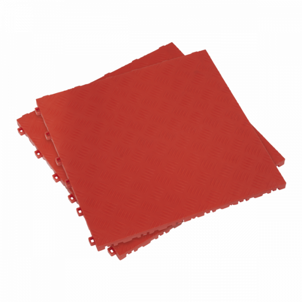 Polypropylene Floor Tile 400 x 400mm – Red Treadplate – Pack of 9