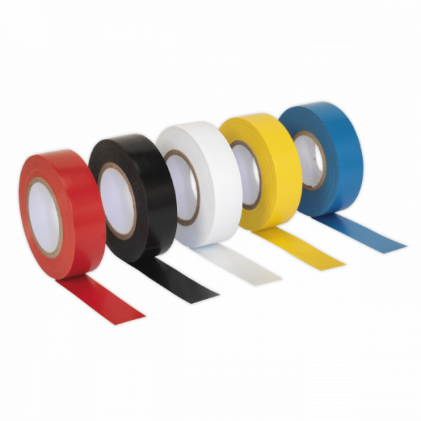 PVC Insulating Tape 19mm x 20m Mixed Colours Pack of 10