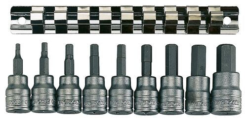 Teng Tools Socket Set 3/8in dr MM Hex Bit 9pcs - M3812