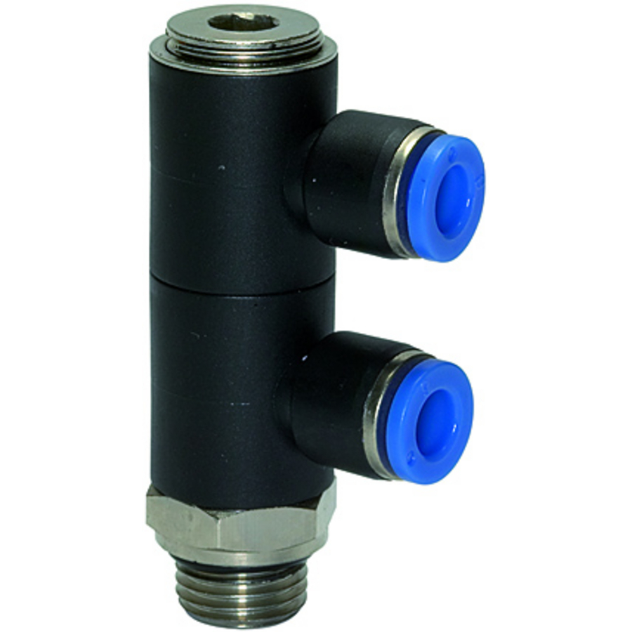 Multiple union elbow, 2 outlets, swivel-