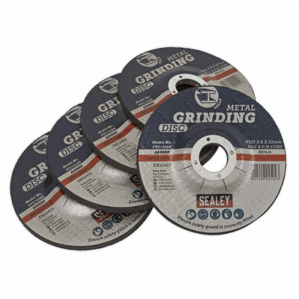 Grinding Disc Ø115 x 6mm Ø22mm Bore – Pack of 5