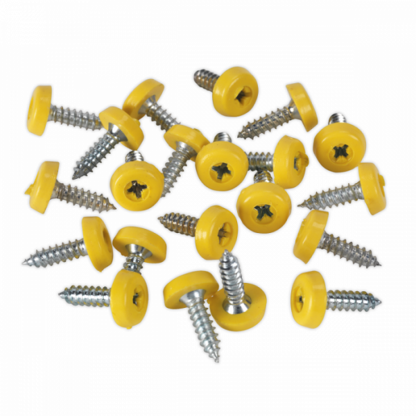 Numberplate Screw Plastic Enclosed Head 4.8 x 18mm Yellow Pack of 50