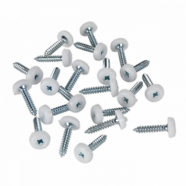 Numberplate Screw Plastic Enclosed Head 4.8 x 24mm White Pack of 50