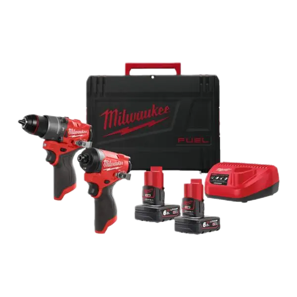 Milwaukee M12FPP2A2-602X M12 Fuel Twin Pack (M12FPD2, M12FID2, 2 X 6.0Ah Batteries, 1 X C12C, Hd Box)