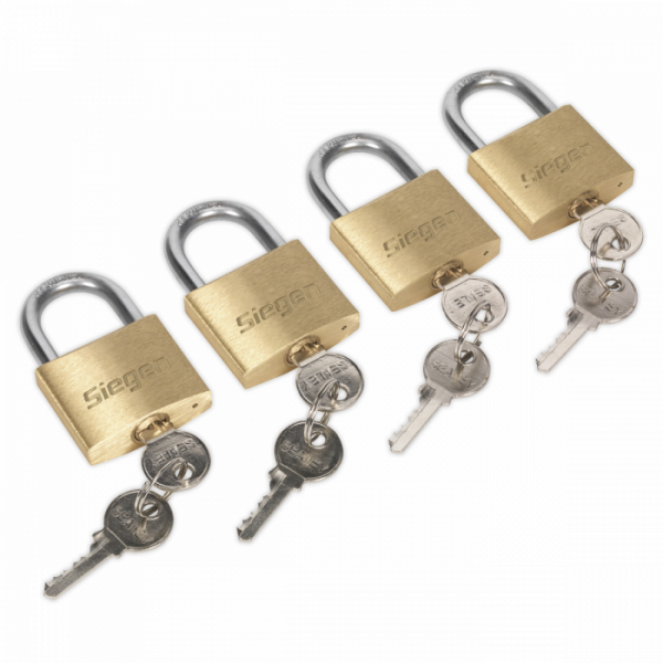 Brass Body Padlock with Brass Cylinder Keyed Alike – Pack of 4