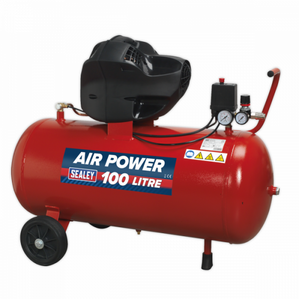 Air Compressor 100L V-Twin Direct Drive 3hp Oil Free