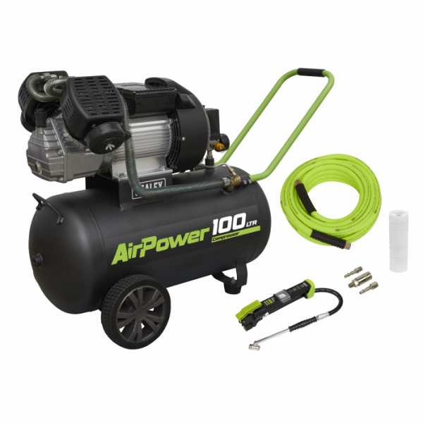 Air Compressor 100L Direct Drive 3hp & Air Accessory Kit