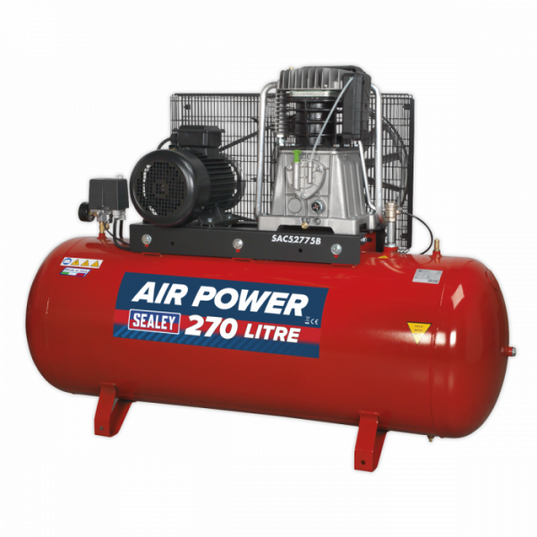 Air Compressor 270L Belt Drive 7.5hp 3ph 2-Stage with Cast Cylinders