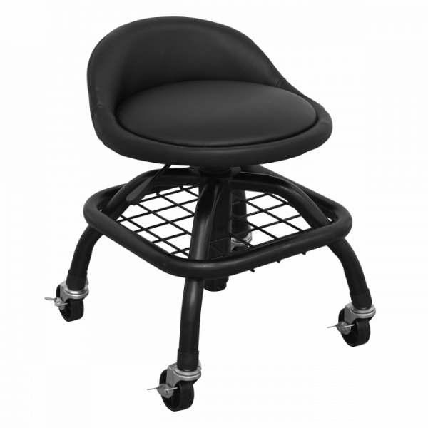 Creeper Stool Pneumatic with Adjustable Height Swivel Seat & Back Rest