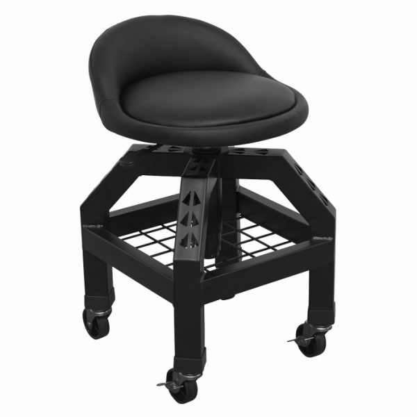 Creeper Stool Pneumatic with Adjustable Height Swivel Seat & Back Rest