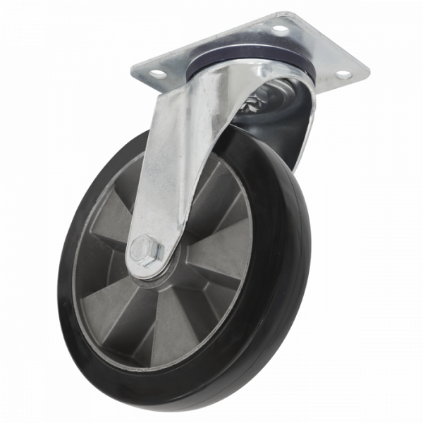 Heavy-Duty Rubber Castor Wheel Swivel Ø200mm – Trade