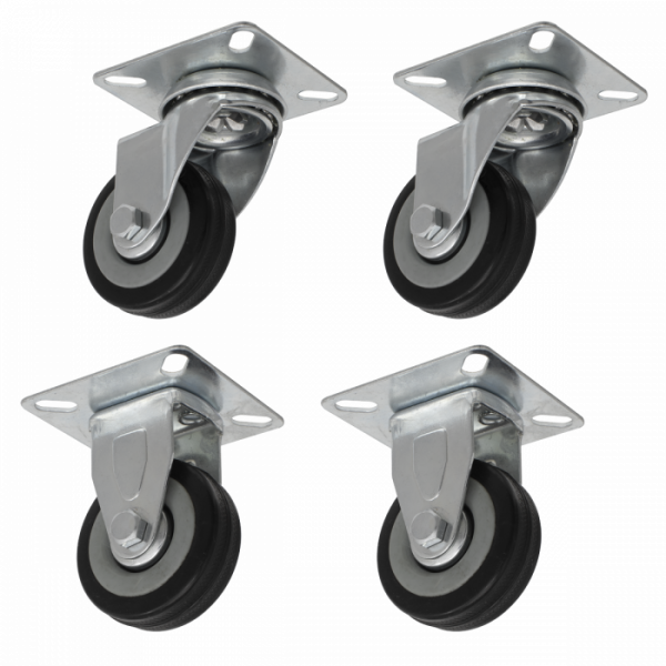 4pc Castor Wheel Combo – Fixed & Swivel Plate Ø50mm