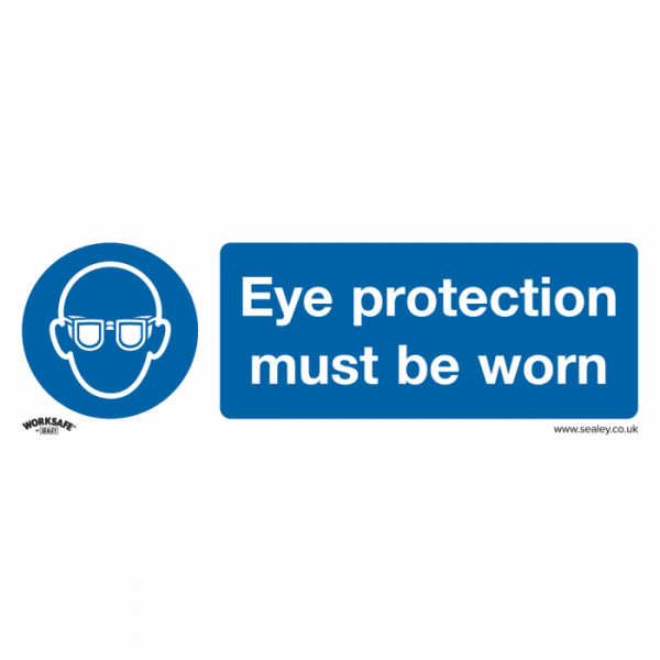 Mandatory Safety Sign – Eye Protection Must Be Worn – Rigid Plastic – Pack of 10