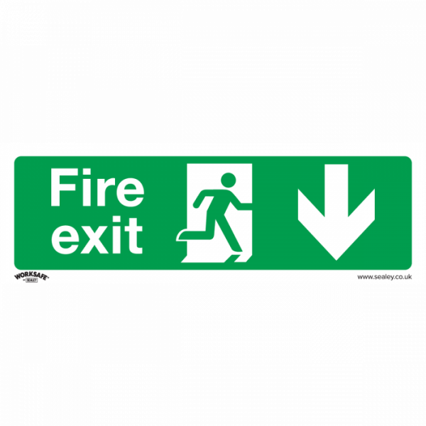 Safe Conditions Safety Sign – Fire Exit (Down) – Self-Adhesive Vinyl