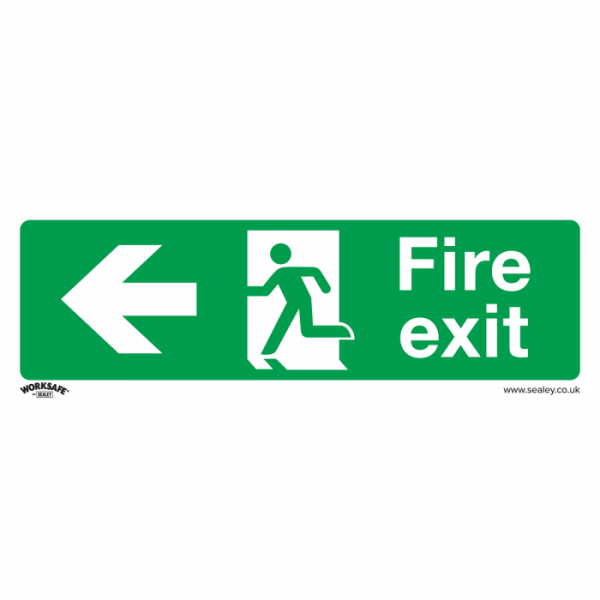 Safe Conditions Safety Sign – Fire Exit (Left) – Self-Adhesive Vinyl – Pack of 10