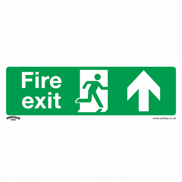 Safe Conditions Safety Sign – Fire Exit (Up) – Rigid Plastic – Pack of 10