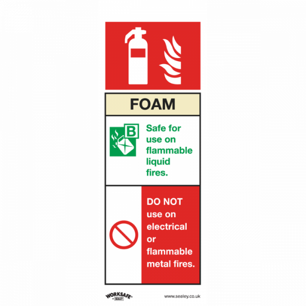 Safe Conditions Safety Sign – Foam Fire Extinguisher – Self-Adhesive Vinyl