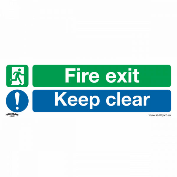 Safe Conditions Safety Sign – Fire Exit Keep Clear (Large) – Self-Adhesive Vinyl