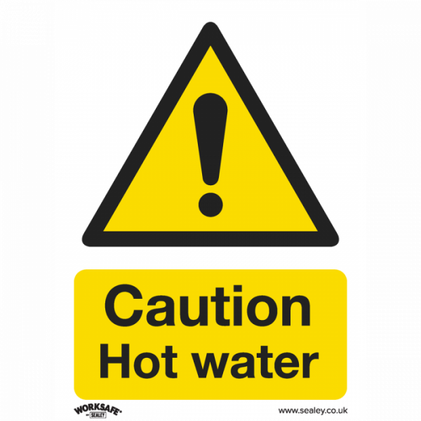 Warning Safety Sign – Caution Hot Water – Self-Adhesive Vinyl