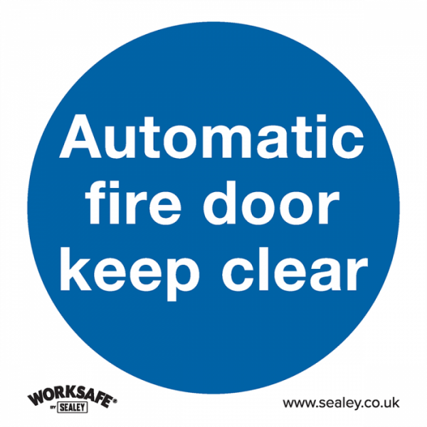 Mandatory Safety Sign – Automatic Fire Door Keep Clear – Rigid Plastic – Pack of 10