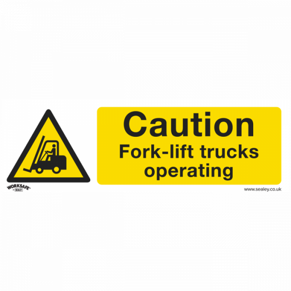 Warning Safety Sign – Caution Fork-Lift Trucks – Rigid Plastic