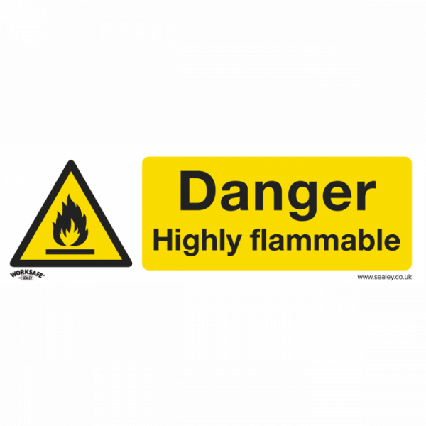 Warning Safety Sign – Danger Highly Flammable – Rigid Plastic