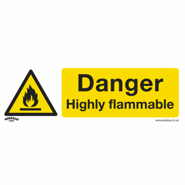 Warning Safety Sign – Danger Highly Flammable – Self-Adhesive Vinyl