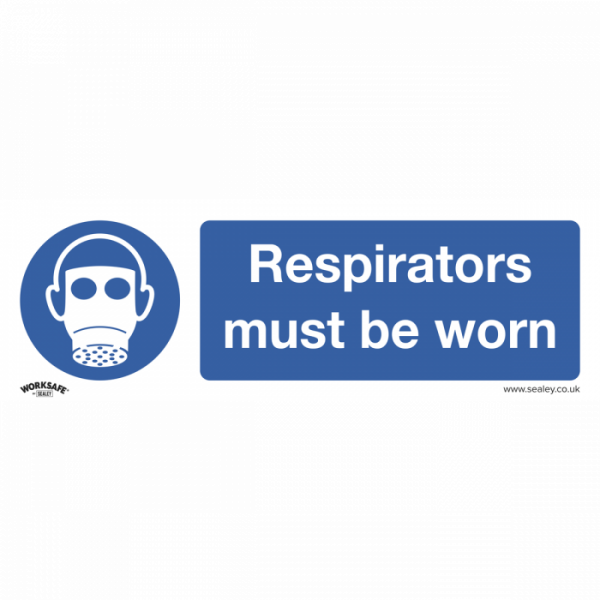 Mandatory Safety Sign – Respirators Must Be Worn – Rigid Plastic – Pack of 10