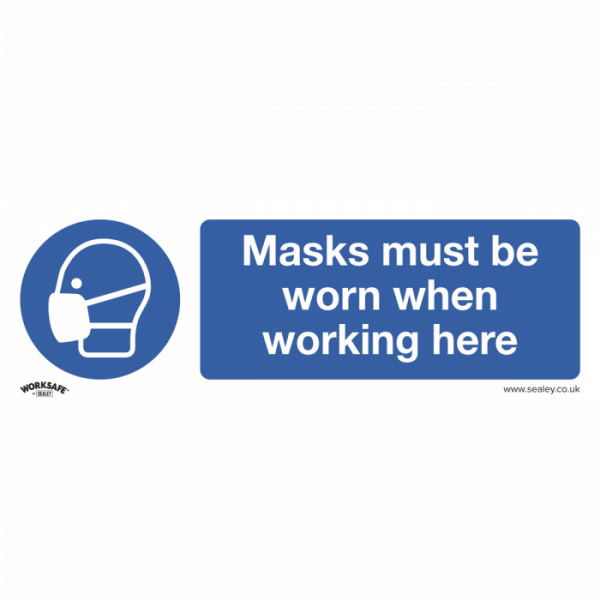 Mandatory Safety Sign – Masks Must Be Worn – Rigid Plastic – Pack of 10