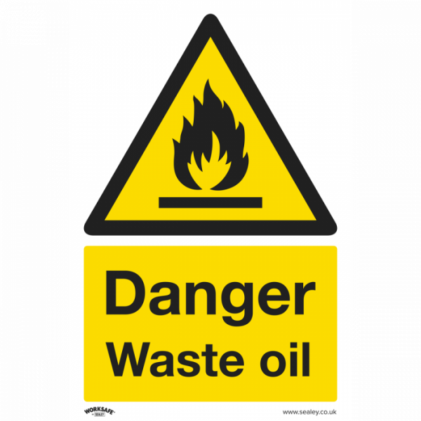 Warning Safety Sign – Danger Waste Oil – Self-Adhesive Vinyl