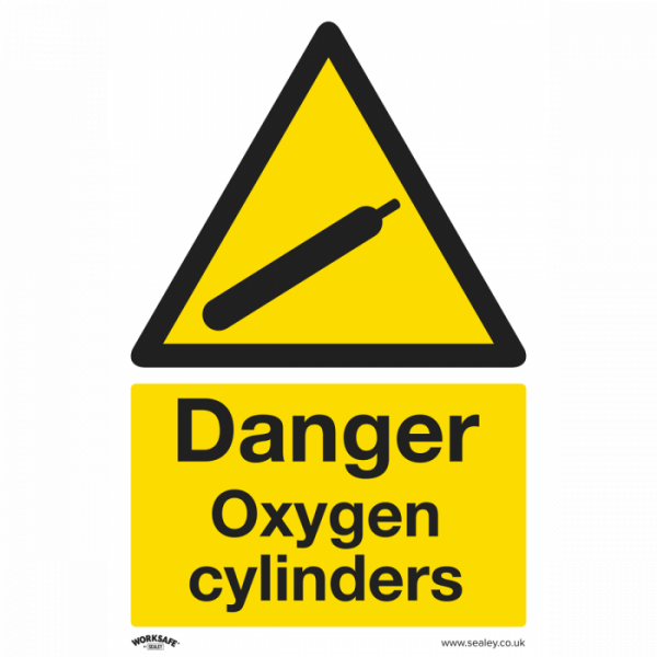 Warning Safety Sign – Danger Oxygen Cylinders – Rigid Plastic