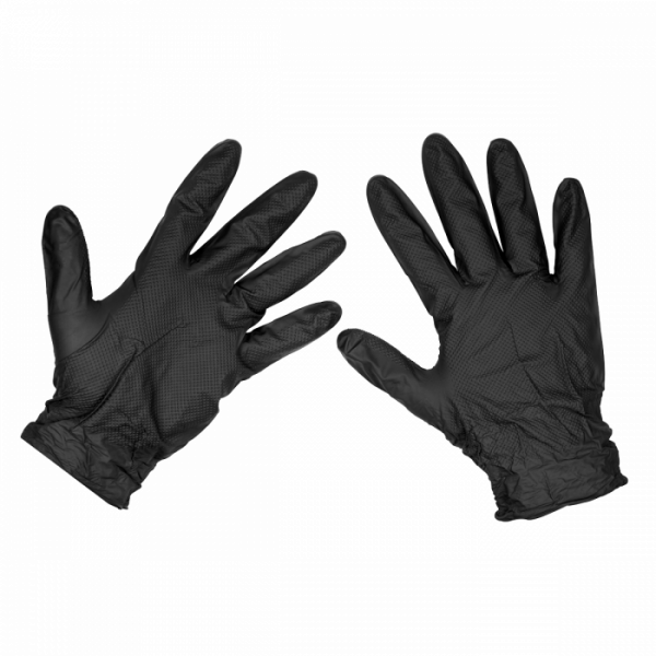 Black Diamond Grip Extra-Thick Nitrile Powder-Free Gloves Large – Pack of 50