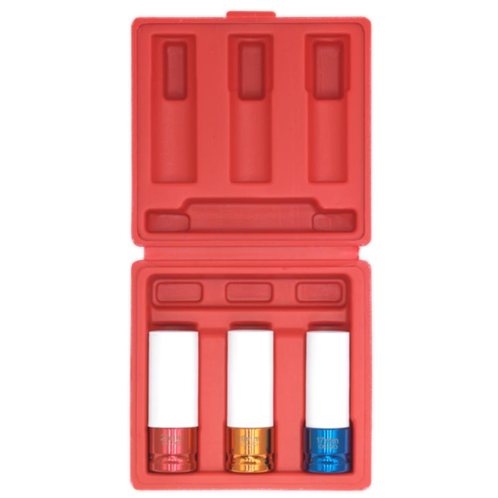 Sealey SX031 Alloy Wheel Impact Socket Set 3pc 1/2"Sq Drive