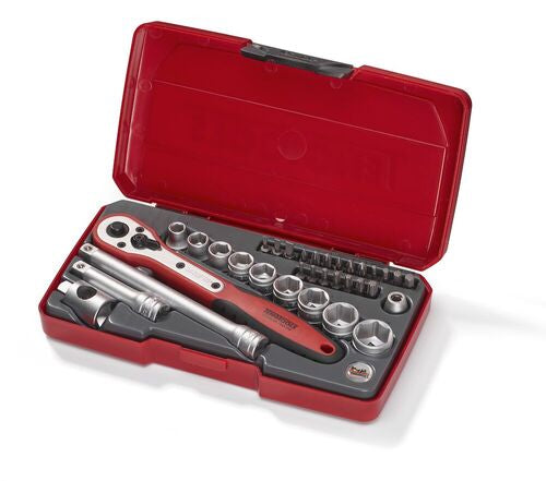 Teng Tools 3/8" Socket Set 6 pt 34 Pieces - T3834