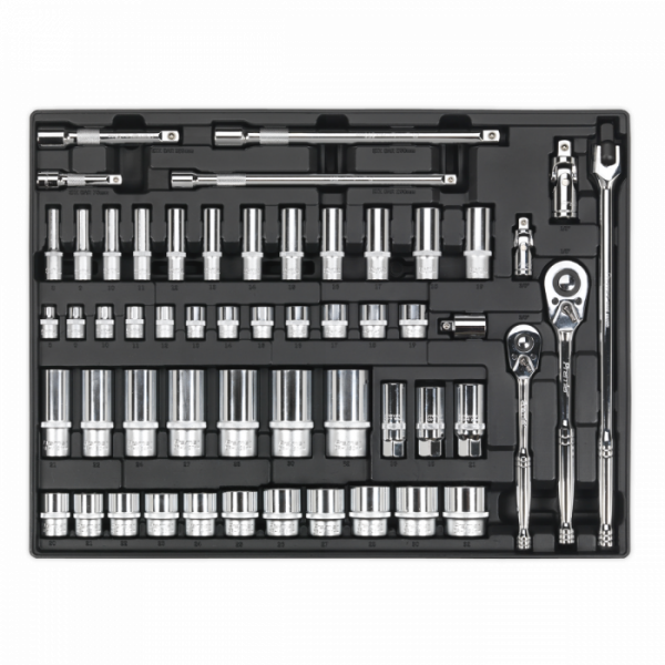 Tool Tray with Socket Set 55pc 3 / 8″ & 1 / 2″Sq Drive