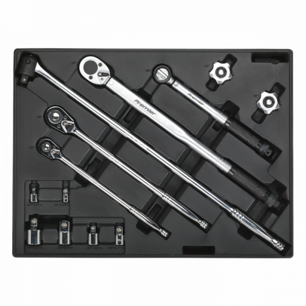 Tool Tray with Ratchet, Torque Wrench, Breaker Bar & Socket Adaptor Set 13pc