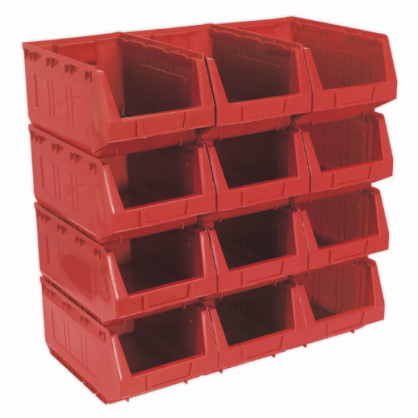 Plastic Storage Bin 210 x 355 x 165mm – Red Pack of 12