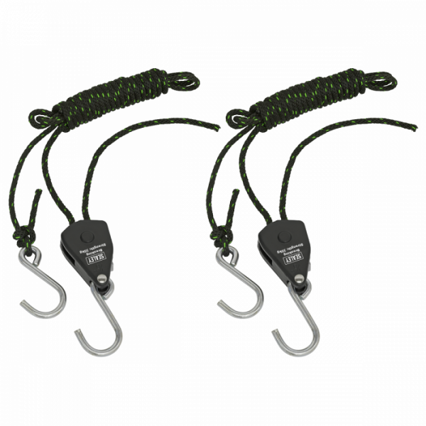 Parts Hanger / Tie Down Ratchet 2m with S-Shaped Hooks – Pack of 2