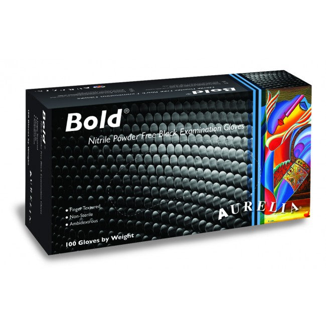 Bold Black Nitrile Powder Free Gloves