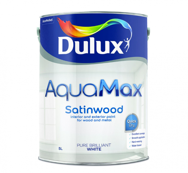 Dulux AquaMax Satinwood Pure Brilliant White – 5L