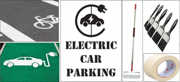 Electric Vehicle Car Parking Bay Paint Kit Complete