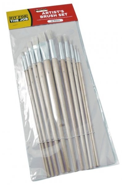 Fit For The Job® Artist Brush Set – 12 Piece – Plain