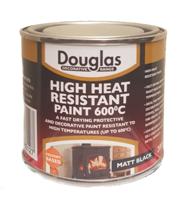 Douglas High Heat Resistant Black Paint, 600C – 200ML