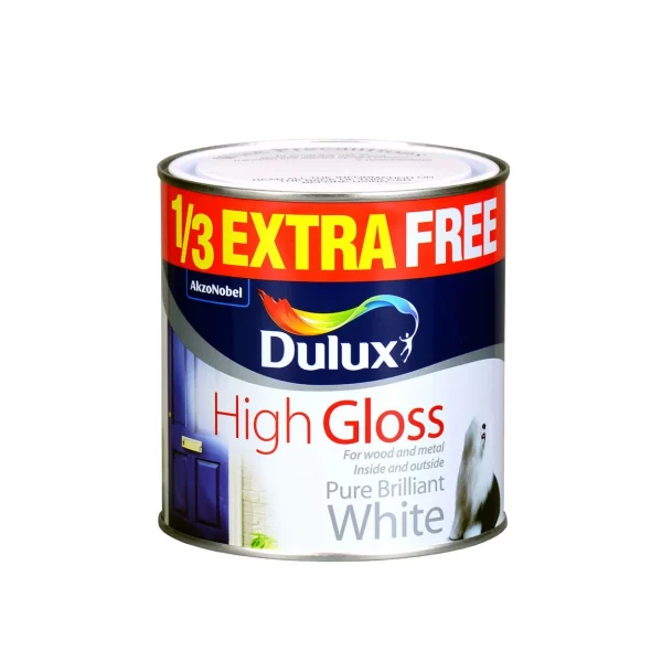 Dulux High Gloss Pure Brilliant White 750ml + 33% Free