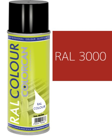 RAL 3000 Flame Red Satin (30% Gloss) Aerosol Spray Paint 400ml