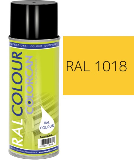 RAL 1018 Zinc Yellow Satin (30% Gloss) Aerosol Spray Paint 400ml