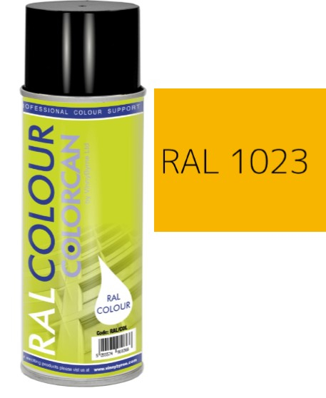 RAL 1023 Traffic Yellow Satin (30% Gloss) Aerosol Spray Paint 400ml